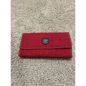 Kipling Money Land Snap Wallet RFID Protection Multiple Compartments Red